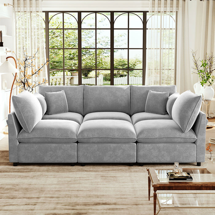 Modern Sectional Sofa U-Shaped With Movable Ottoman Storage Armrests And USB Ports