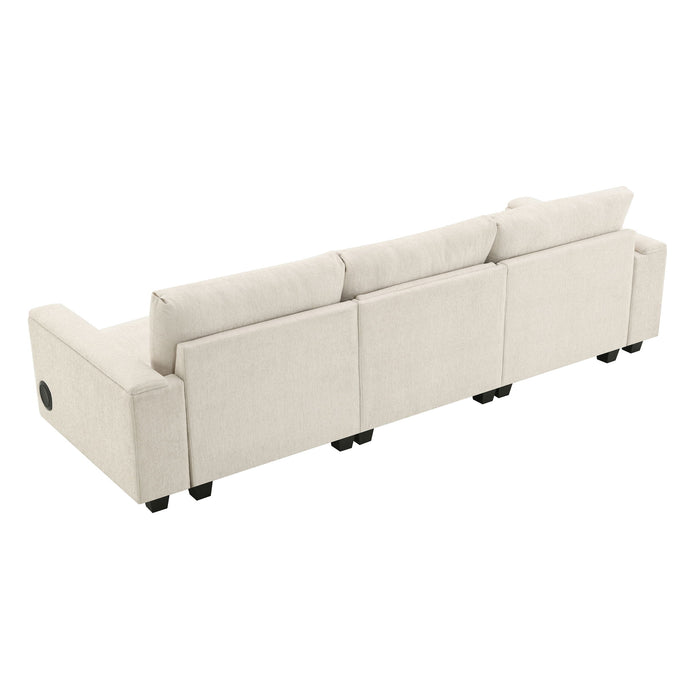 Sectional With Bluetooth Speaker Comfy Cloud Couch Set With Drop Down Table Cup Holders, USB Charger Storage Armrest Wide Seat Sofa