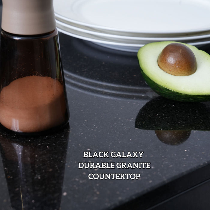 6 Burner 85, 000 Btu Outdoor Kitchen Island Grill With Wine Cooler Refrigerator, Rotisserie Kit, Granite Countertops & Sink - Black