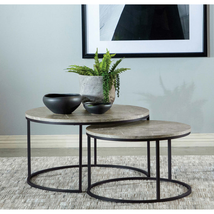 Hanover - 2 Piece Round Nesting Coffee Tables - Gray