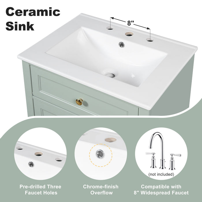 Modern Bathroom Vanity With Sink, 3 Drawers & Cabinet With 2 Tier Door Storage