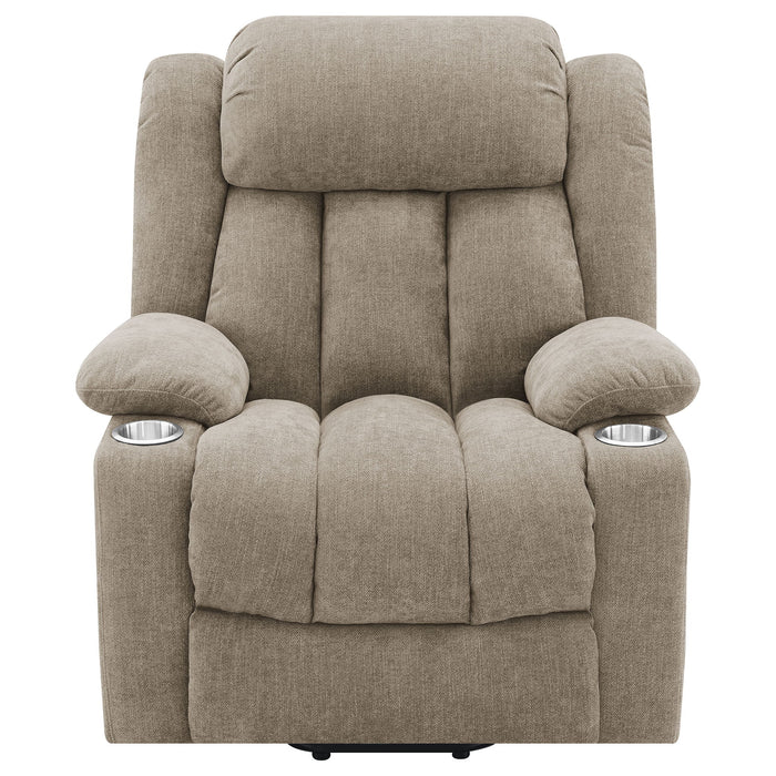 Beca - Upholstered Power Lift Recliner With Cupholders And USB Charging
