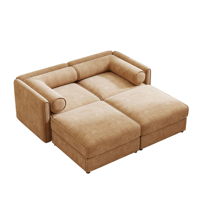 Contemporary Elegant White Chenille Sofa With Storage And Ottoman