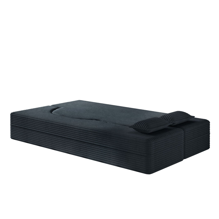 Modern Floor Sofa With 2 Pillows, Convertible Twin Size Folding Mattress For Living Room