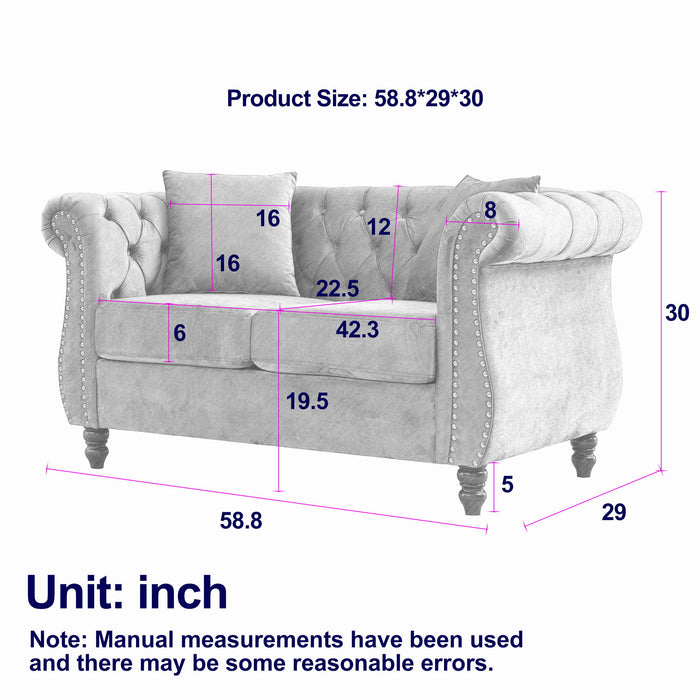 Chesterfield Sofa With Rolled Arms And Nailhead Trim