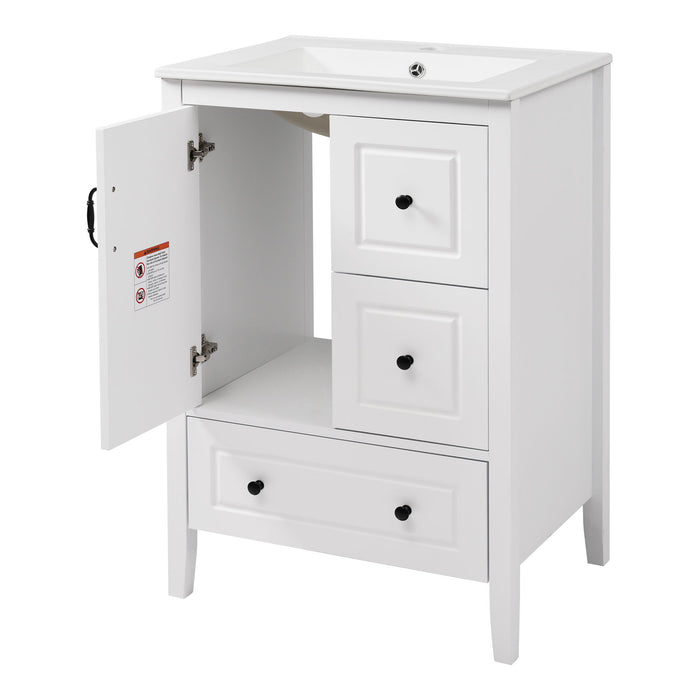 Retro Bathroom Vanity With Sink, Soft Closing Cabinet & Drawers
