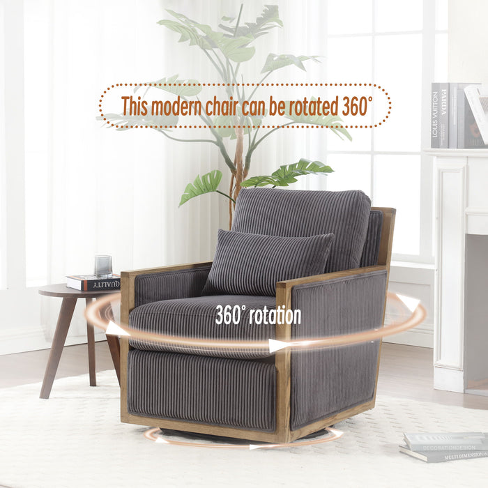 Comfy Accent Barrel Chair, 360 Degree Swivel