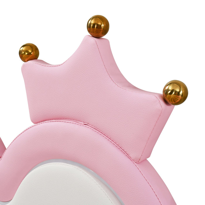 Extending Daybed With LED Lights, Modern Upholstered Princess Daybed With Crown Headboard