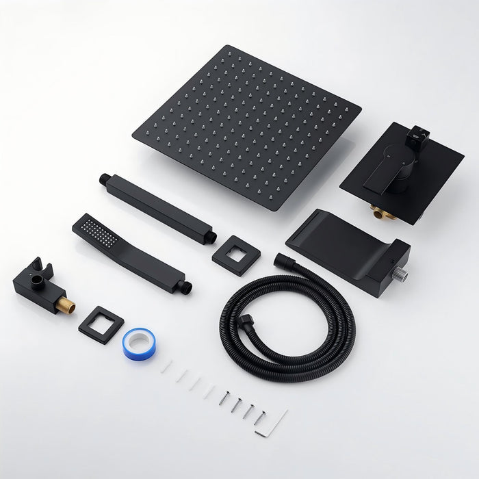 Wall Mount Shower System With High Pressure 10" Shower Head And Handheld