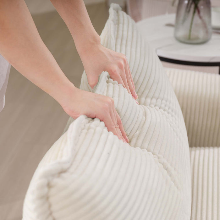 Mid-Century Modern 3 Seater Sectional Sofa With Arm And Throw Pillows