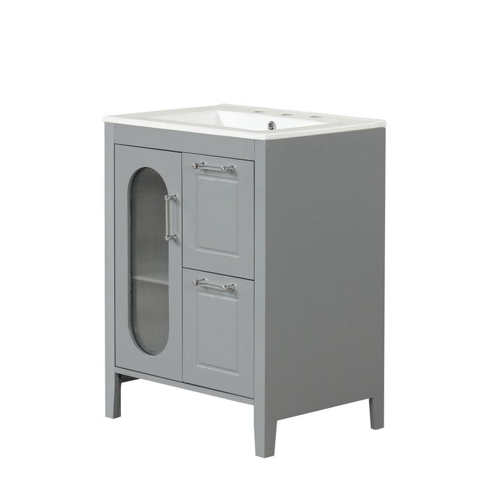 Modern Bathroom Vanity With Sink, Cabinet With 2 Drawers And Door, Adjustable Shelf