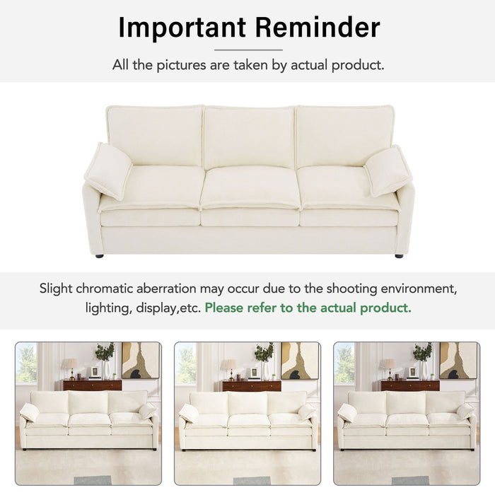 Modern 3 Seater Sofa With Side Storage Pockets For Living Room