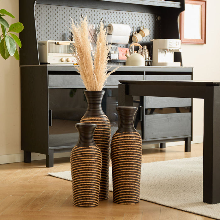 Classic And Neat Floor Vase, High Independent Flower Stand (Set of 3)