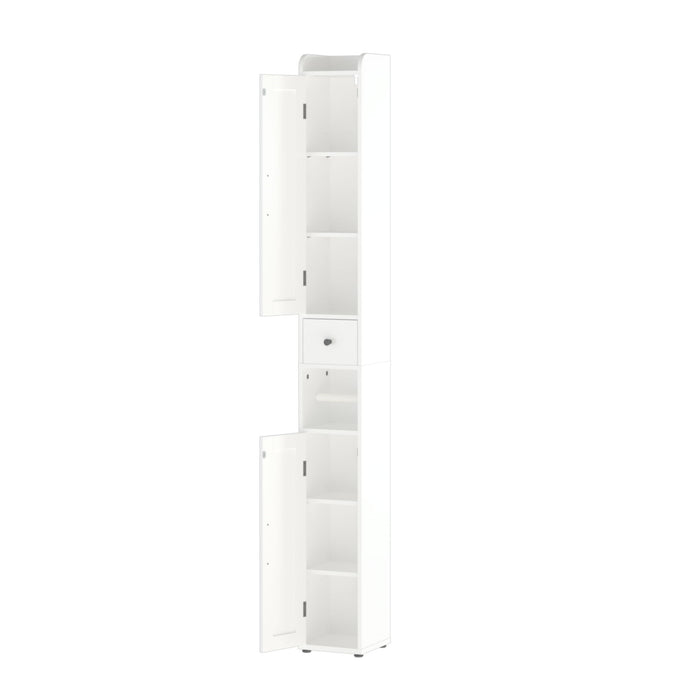 Slim Tall Bathroom Storage Cabinet With Adjustable Shelves, 2 Doors Freestanding Cabinet - White