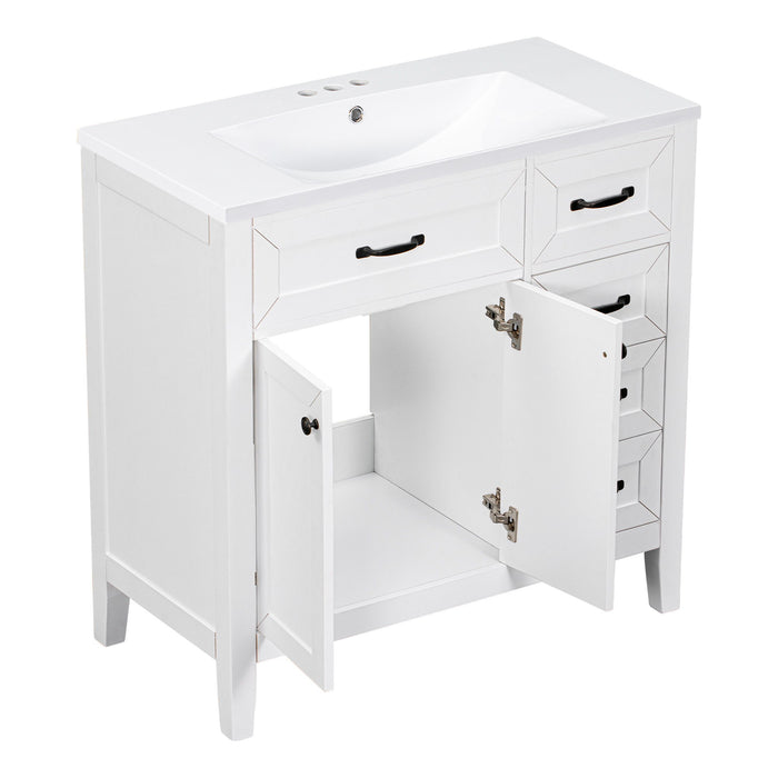 Modern Bathroom Vanity With Sink, Freestanding With Drawers And Doors