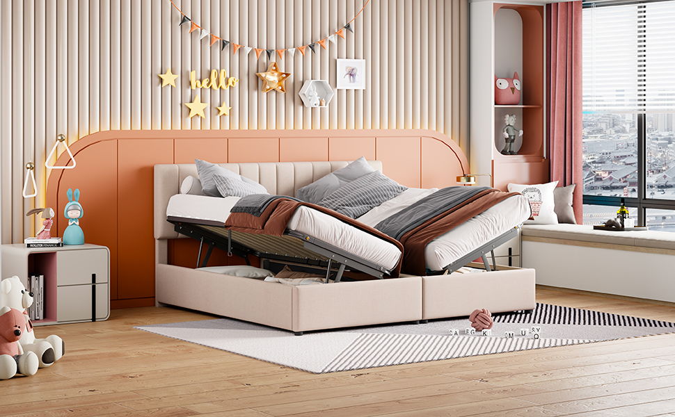 Upholstered Platform Bed With A Hydraulic Storage System