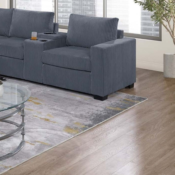 Modern Style L-Shape Sectional Set, USB Ports, Cup Holder