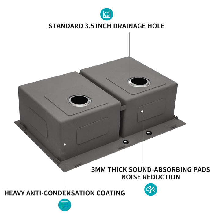 Modern Farmhouse Double Bowl Drop In Sink With 50 / 50 Split Design Stainless Steel - Brushed Nickel