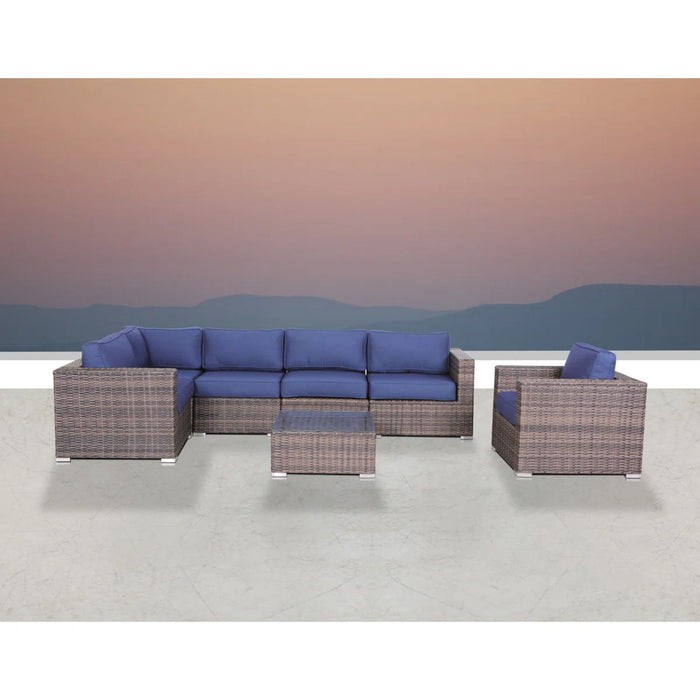 Wicker Seating Group Set With Table And Cushions