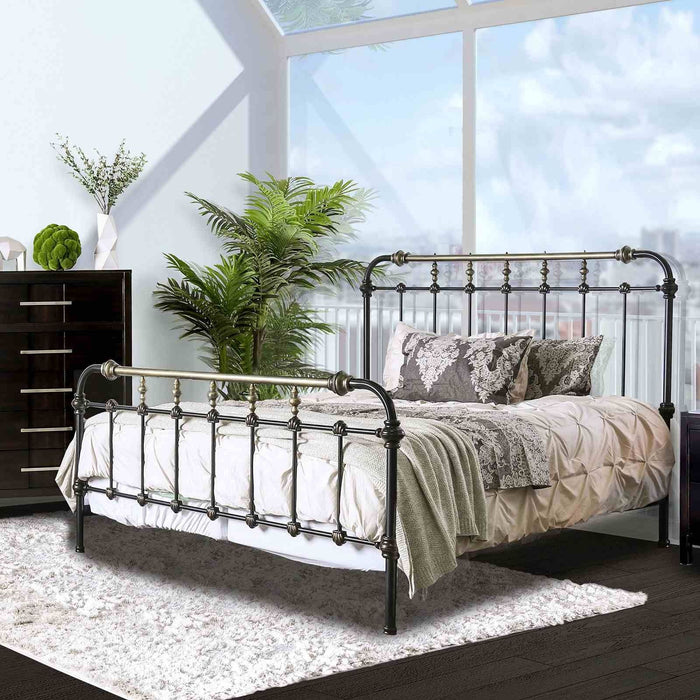 Transitional Style Bed With Accents