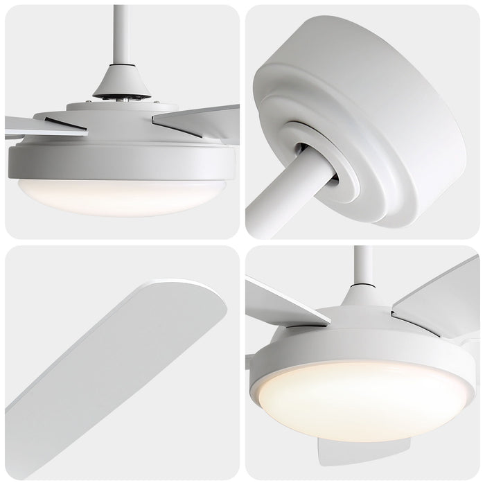 42" Ceiling Fan With 22W LED Light And Remote Control Blades Reversible DC Motor - White