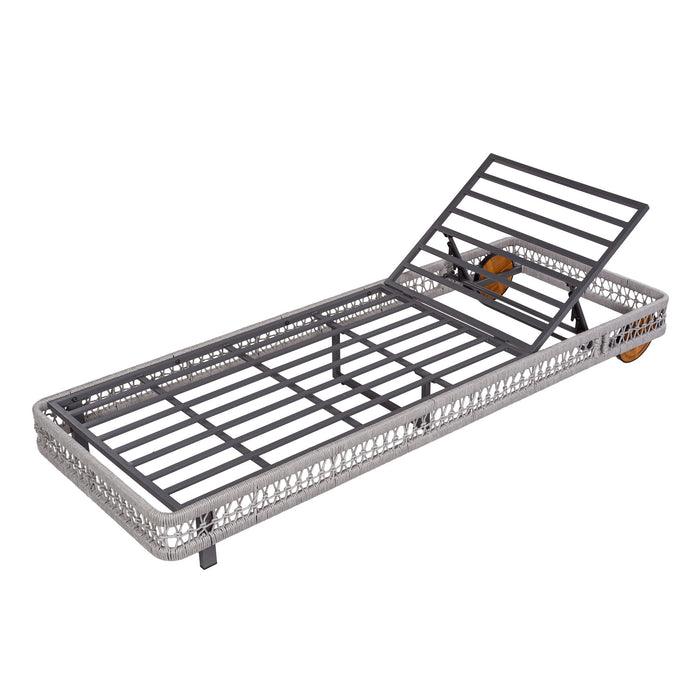 Outdoor Chaise Lounge & Wheels, 5 Position Adjustable Backrest
