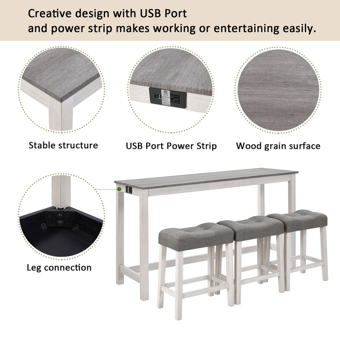 4 Piece Bar Table Set With Power Outlet