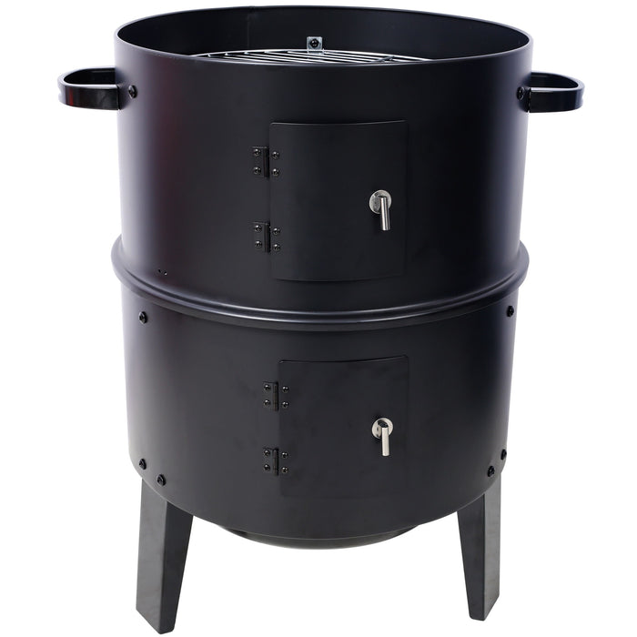 Portable Charcoal Smoker Grill For Outdoor Cooking - Black