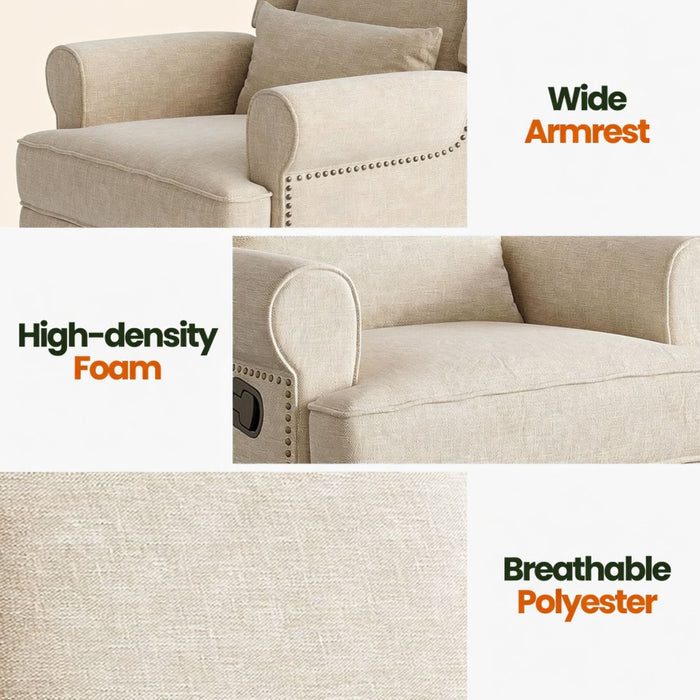 Extra Wide Swivel Recliner Glider Chair With Footrest