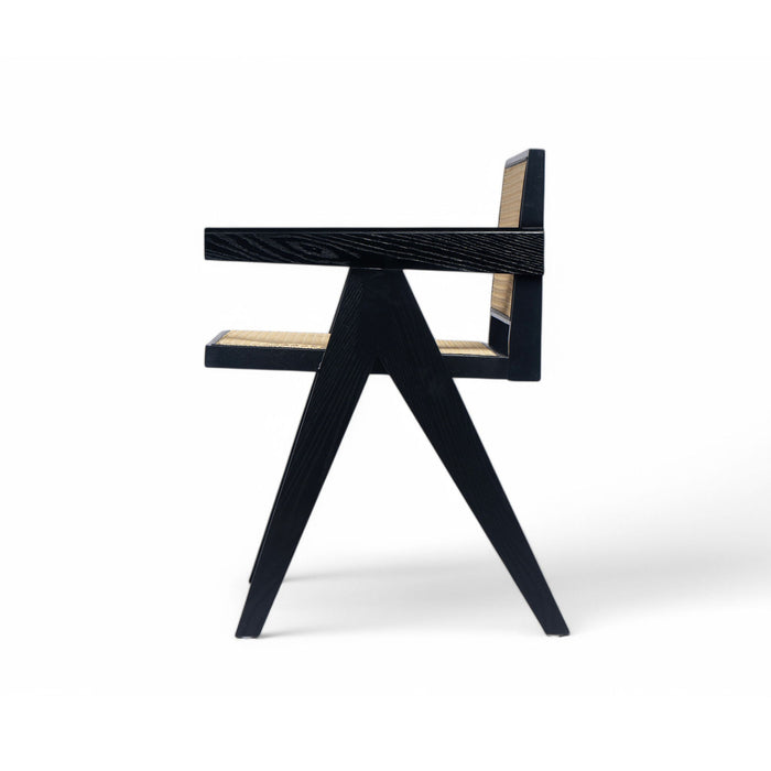 Chandigarh Arm Dining Chair With Natural Cane Design (Set of 2)