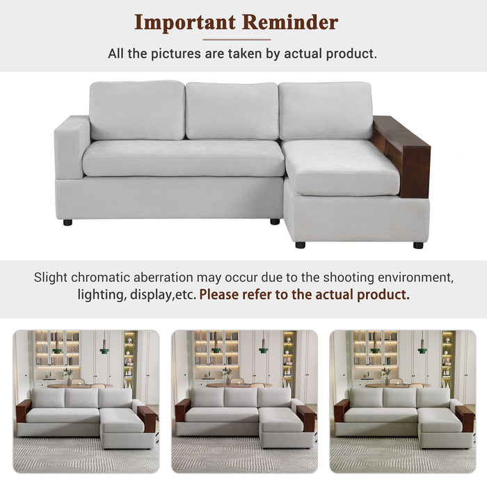 Sectional Sofa Upholstered Sofa Couch With Reversible Armrests For Living Room