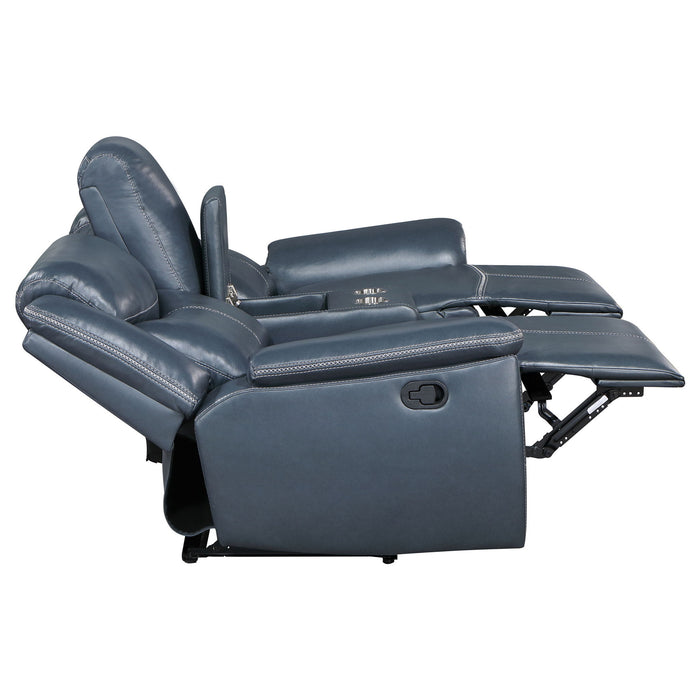 Stanwicke - Motion Reclining Loveseat With Console - Blue