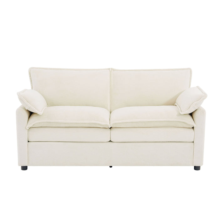 Modern Loveseat Sofa, Upholstered Couch With Side Storage Pockets