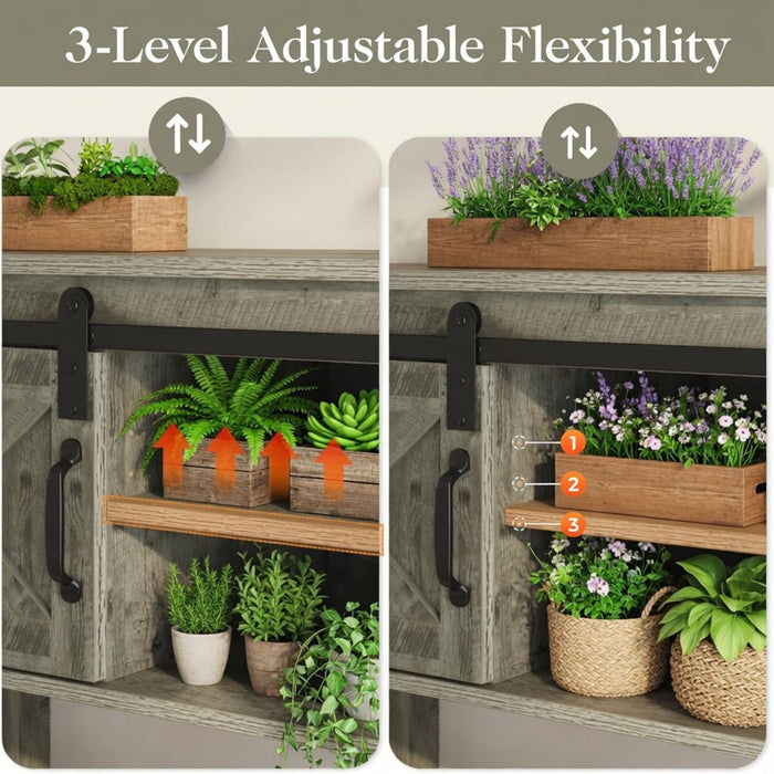 Farmhouse Entryway Table With Sliding Barn Door