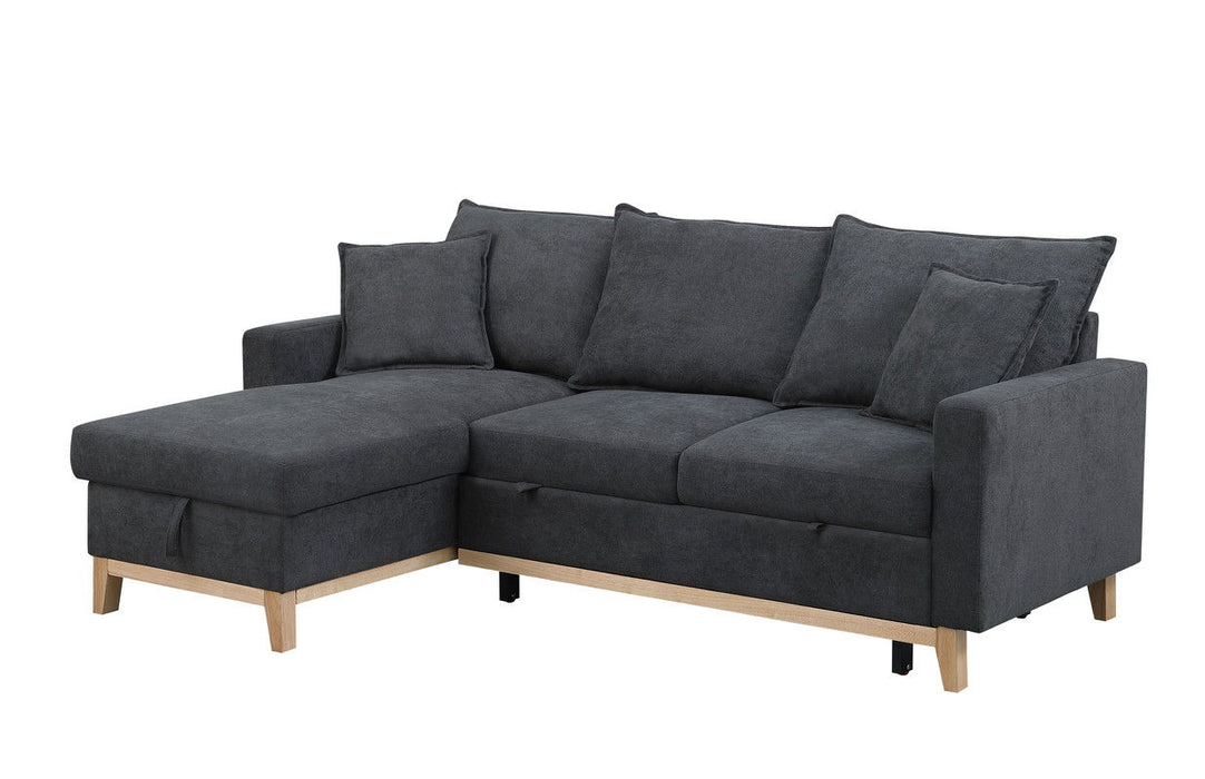 Colton - Reversible Sleeper Sectional Sofa With Storage Chaise - Dark Gray