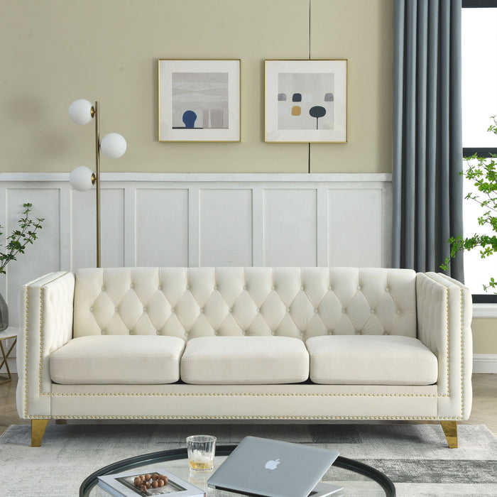 Upholstered Couch Sofa With Button Tufting For Living Room