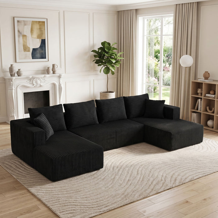 U-Shaped Modular Sectional Sofa With Double Chaise, Oversized Deep Seat For Living Room