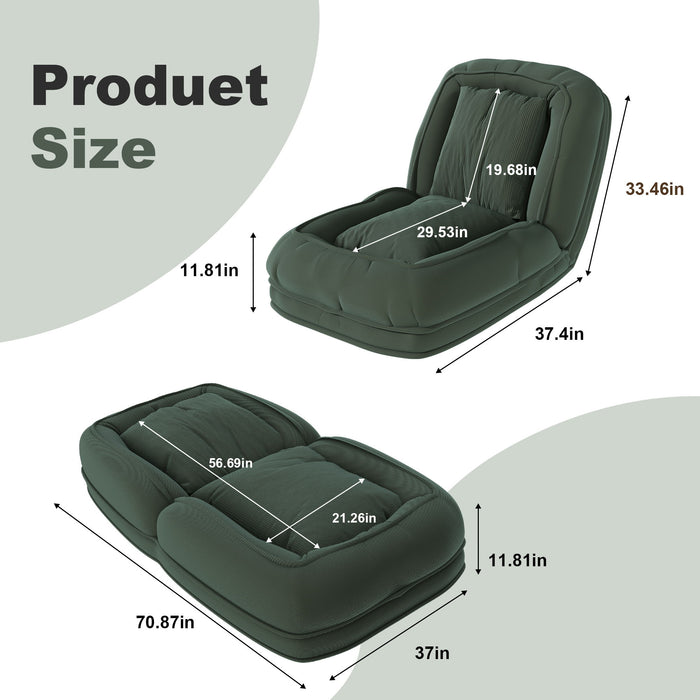 Upholstered Foldable Lazy Sofa Bed For Adults And Pets