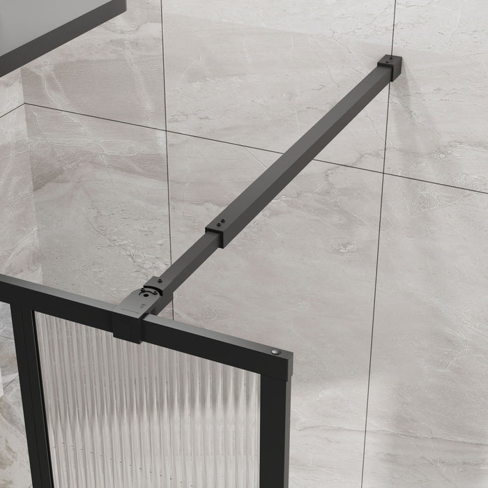 Shower Door With Center Mirror And Fluted Panels