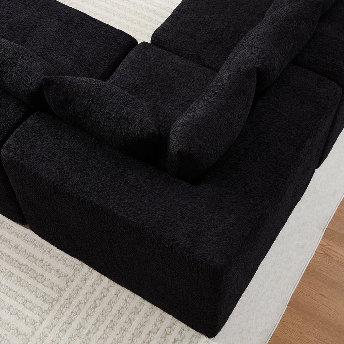 L - Shaped Modular Sofa With Deep Seat And 11 Pillows