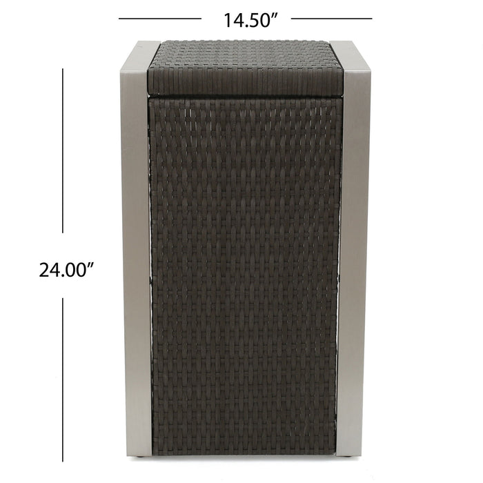 Cape - Coral Wicker C Shaped Table Modern DesignRattan And Aluminum Frame - Brown