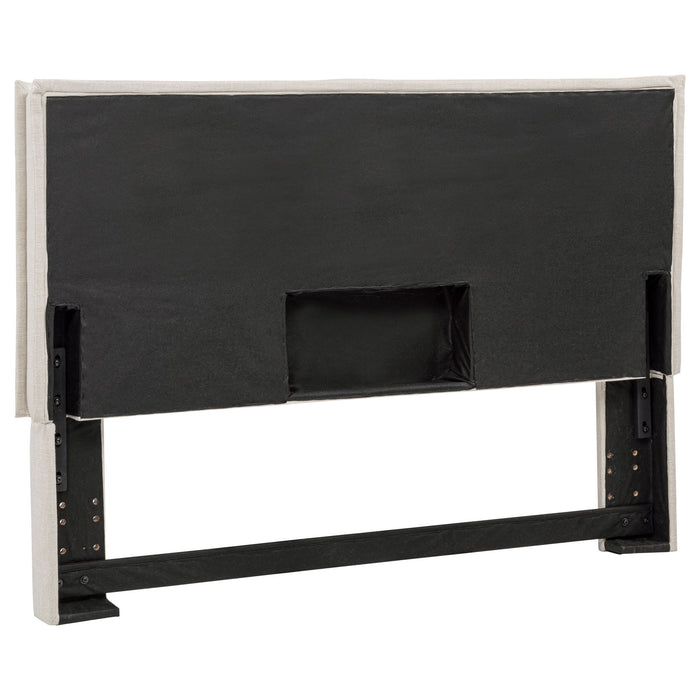Queen / Full Size Upholstered Headboard With Flange Details - Sand