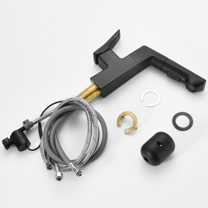 Modern Smart LED Bathroom Faucet With Temperature Digital Display And Pull Down Sprayer