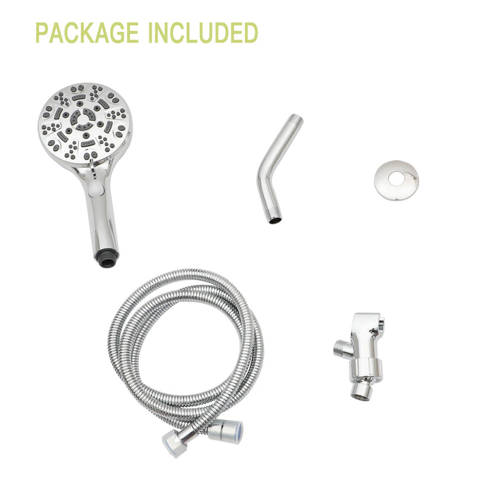 Multi Function Adjustable Hand Shower 8 Function Hand Shower Plastic With Wall Mount - Chrome
