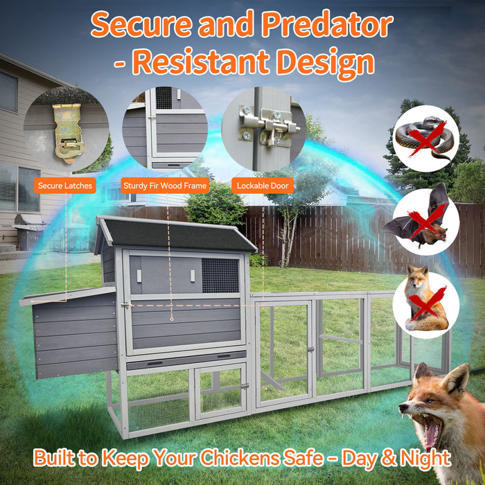 Chicken Coop, Large Outdoor Hen House With Run And Nesting Box Poultry Cage