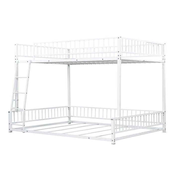 Bunk Bed Frame With Ladder And Safety Guardrails
