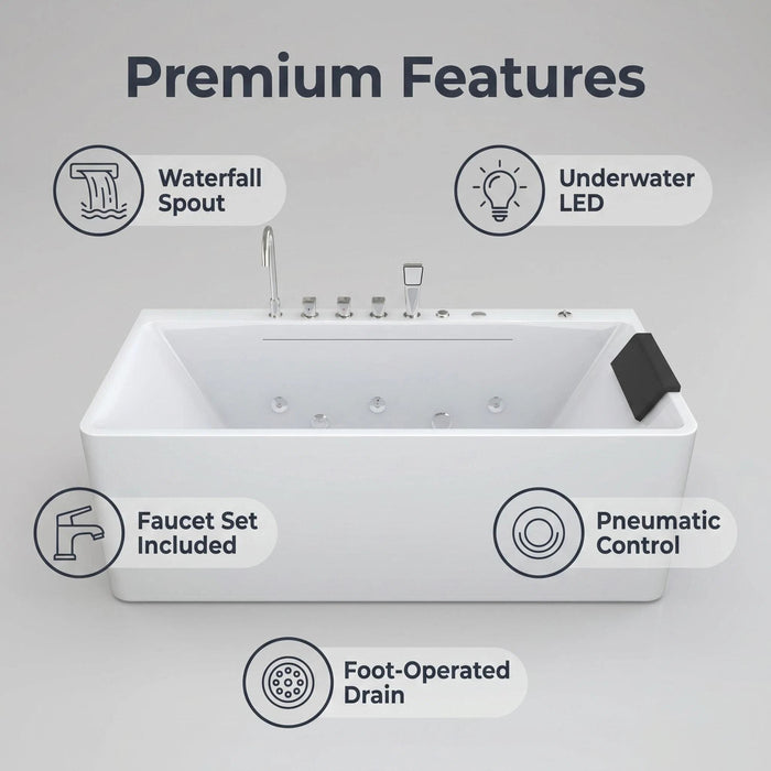 Xavier - Single Massage Bathtub, Equipped With Gfci Plug And Ul Certified Water Pump, Upc Certified Drain - Milk White