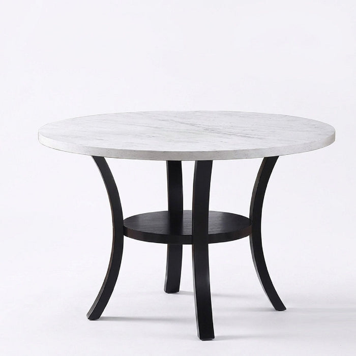 Round Dining Table With Open Bottom Shelf - Black / White
