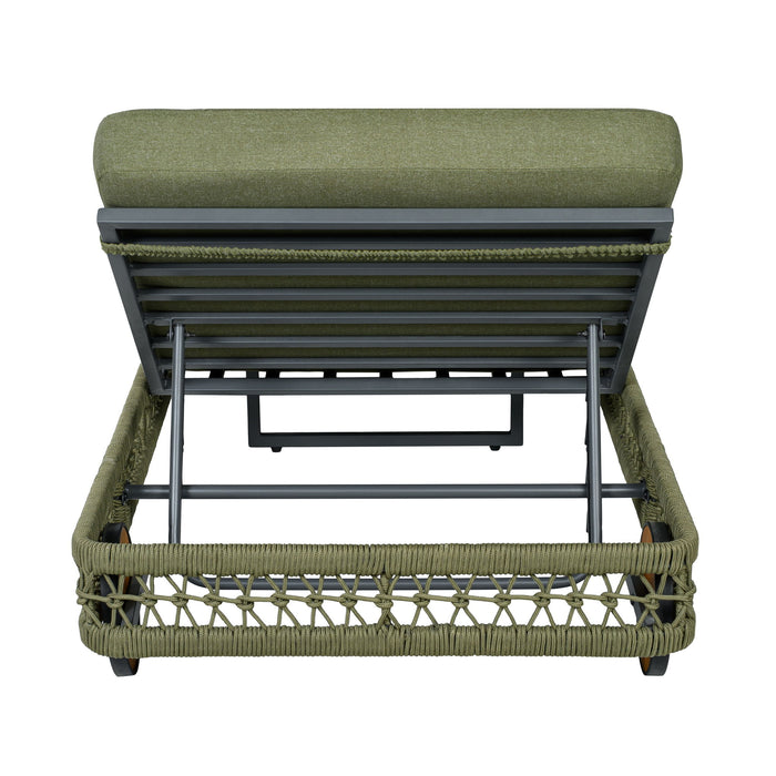 Outdoor Chaise Lounge & Wheels, 5 Position Adjustable Backrest