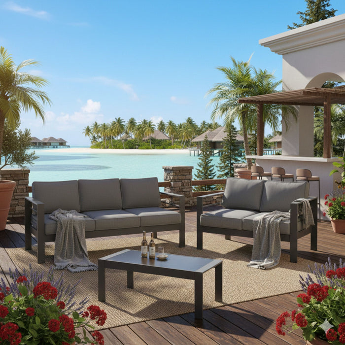 Outdoor Patio Set All-Weather With Thick Cushions
